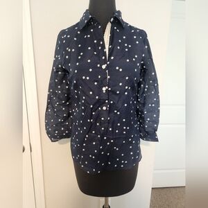 Women's Navy Polka Dot Button-Down Shirt